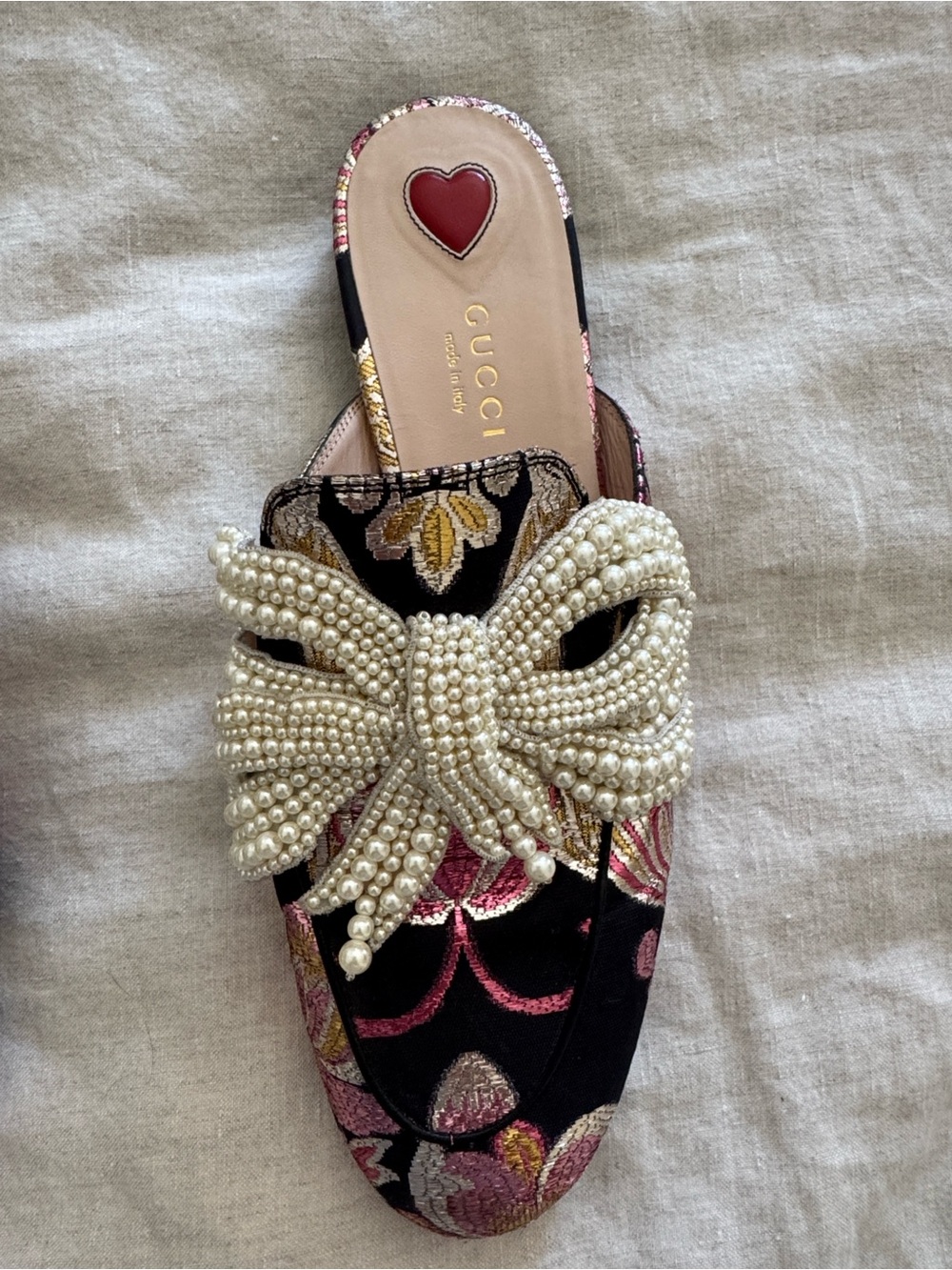 GUCCI Princetown Pearl Bow Mules - Picture 4 of 5
